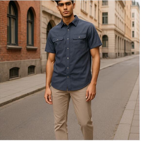 Asmara Charcoal Grey Button Down Utility Shirt Large NEW - Picture 8 of 8